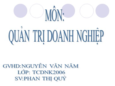 Bài giảng Quản trị doanh nghiệp - Nguyễn Văn Năm