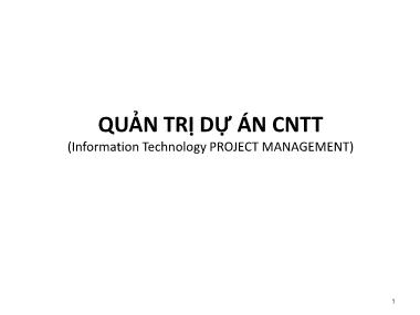 Bài giảng Quản trị dự án công nghệ thông tin - Quản trị chi phí dự án