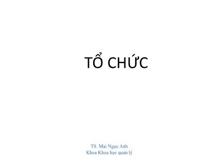 Bài giảng Quản trị học - Tổ chức - Mai Ngọc Anh