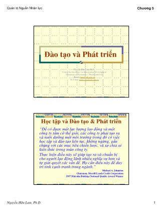 Bài giảng Quản trị nguồn nhân lực - Chương 5: Đào tạo và phát triển - Nguyễn Hữu Lam