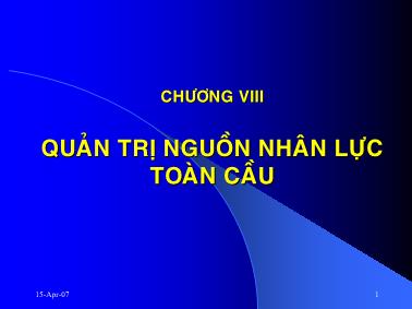 Bài giảng Quản trị nguồn nhân lực toàn cầu