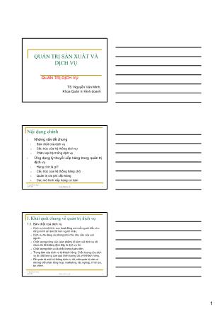 Bài giảng Quản trị sản xuất và dịch vụ - Chương 7: Quản trị dịch vụ - Nguyễn Văn Minh