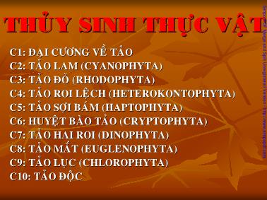 Bài giảng Thủy sinh thực vật