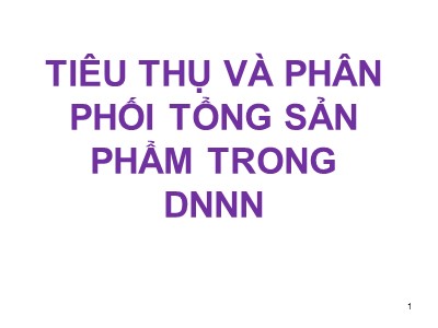 Bài giảng Tiêu thụ và phân phối tổng sản phẩm trong DNNN