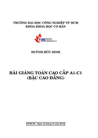 Bài giảng Toán cao cấp A1-C1 - Huỳnh Hữu Dinh (Phần 1)