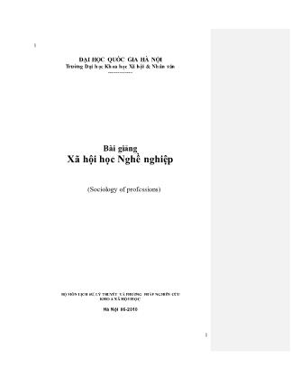 Bài giảng Xã hội học nghề nghiệp - Trương An Quốc