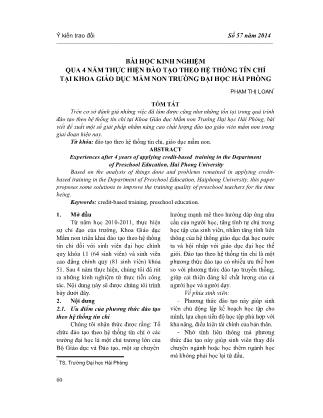 Bài học kinh nghiệm qua 4 năm thực hiện đào tạo theo hệ thống tín chỉ tại khoa giáo dục mầm non trường Đại học Hải Phòng