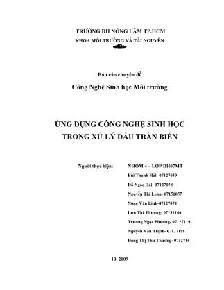 Báo cáo Công nghệ sinh học môi trường - Ứng dụng công nghệ sinh học