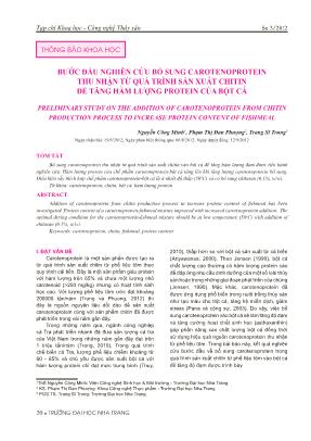 Bước đầu nghiên cứu bổ sung Carotenoprotein thu nhận từ quá trình sản xuất chitin để tăng hàm lượng protein của bột cá