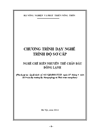 Chương trình dạy nghề trình độ sơ cấp - Chế biến nhuyễn thể chân đầu đông lạnh