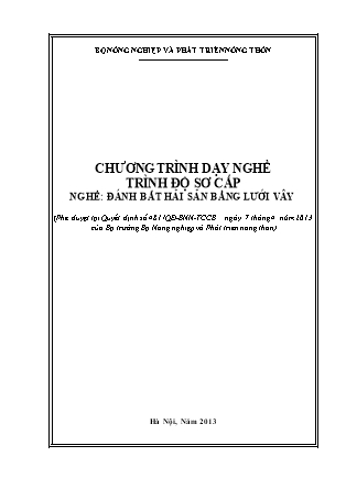 Chương trình dạy nghề trình độ sơ cấp - Đánh bắt hải sản bằng lưới vây