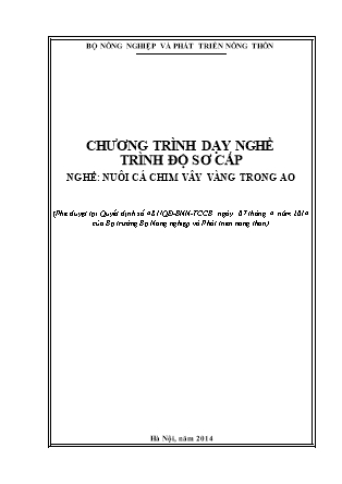 Chương trình dạy nghề trình độ sơ cấp - Nuôi cá chim vây vàng trong ao