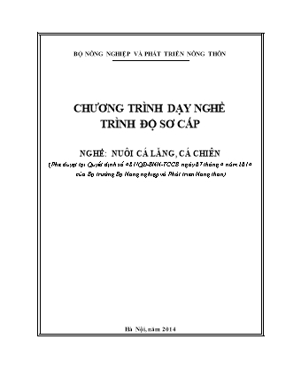 Chương trình dạy nghề trình độ sơ cấp - Nuôi cá lăng, cá chiên