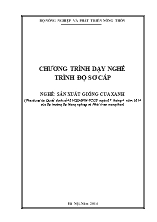 Chương trình dạy nghề trình độ sơ cấp - Sản xuất giống cua xanh