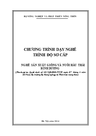 Chương trình dạy nghề trình độ sơ cấp - Sản xuất giống và nuôi hàu thái bình dương