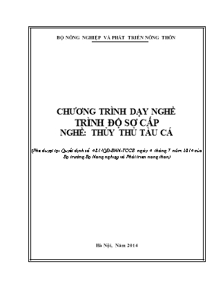 Chương trình dạy nghề trình độ sơ cấp - Thủy thủ tàu cá