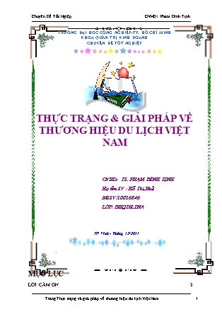 Chuyên đề tốt nghiệp Thực trạng và giải pháp về thương hiệu du lịch Việt Nam