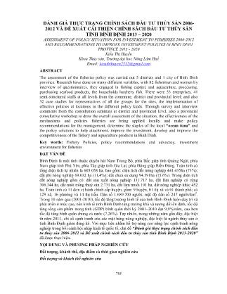 Đánh giá thực trạng chính sách đầu tư thủy sản 2006 - 2012 và đề xuất cải thiện chính sách đầu tư thủy sản tỉnh Bình Định 2013 – 2020