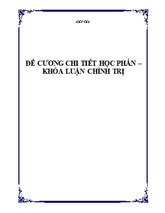 Đề cương chi tiết học phần Khóa luận chính trị