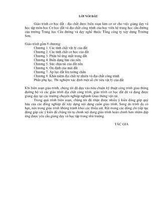 Giáo trình Cơ học đất địa chất