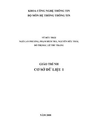 Giáo trình Cơ sở dữ liệu 1 - Vũ Đức Thái (Phần 1)