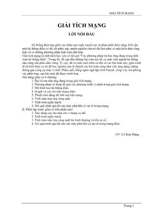 Giáo trình Giải tích mạng - Lê Kim Hùng