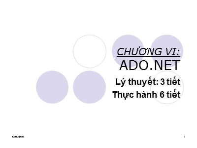 Giáo trình Giới thiệu lập trình ASP.Net - Chương VI: ADO.Net