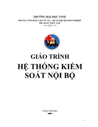 Giáo trình Hệ thống kiểm soát nội bộ - Đặng Thúy Anh (Phần 1)