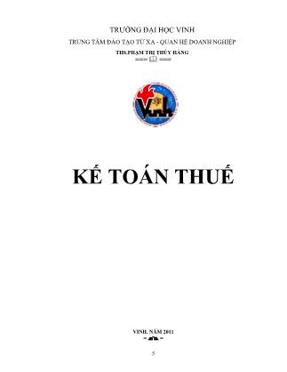 Giáo trình Kế toán thuế - Phạm Thị Thúy Hằng (Phần 1)