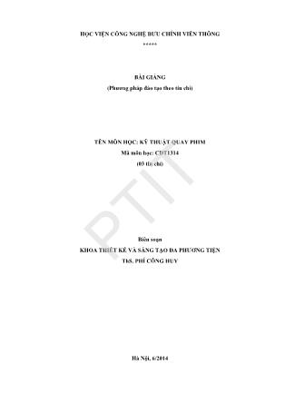 Giáo trình Kỹ thuật quay phim - Phí Công Huy