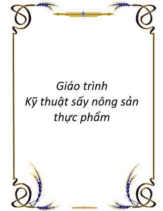 Giáo trình Kỹ thuật sấy nổng sản thực phẩm