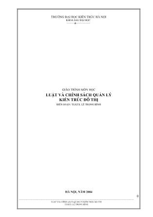 Giáo trình môn học Luật và chính sách quản lý kiến trúc đô thị