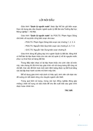 Giáo trình môn Quản lý nguồn nước