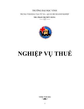 Giáo trình Nghiệp vụ thuế - Phạm Thị Thúy Hằng (Phần 1)