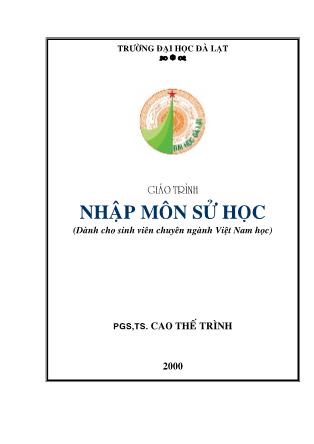 Giáo trình Nhập môn sử học - Cao Thế Trình