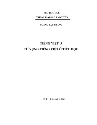 Giáo trình Từ vựng tiếng Việt ở tiểu học - Hoàng Tất Thắng (Phần 1)