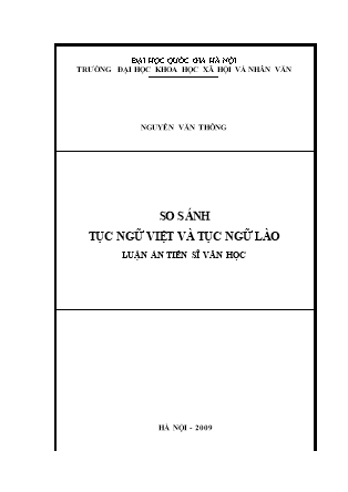 Luận án So sánh tục ngữ việt và tục ngữ Lào