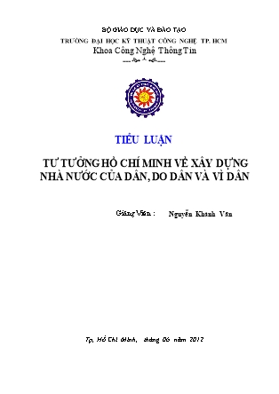 Luận án Tư tưởng Hồ Chí Minh về xây dựng nhà nước của dân, do dân và vì dân