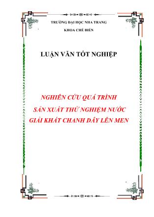 Luận văn Nghiên cứu quy trình sản xuất thử nghiệm nước giải khát chanh dây lên men