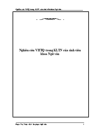 Luận văn Nghiên cứu văn học Trung Quốc trong khóa luận tốt nghiệp của sinh viên khoa Ngữ văn trường Đại học Tổng hợp Hà Nội (1966 - 2000)