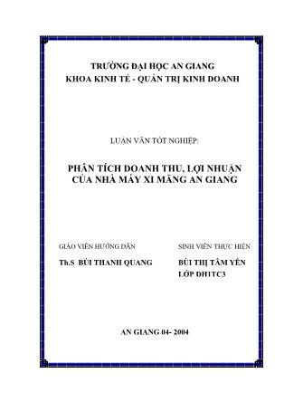 Luận văn Phân tích doanh thu và lợi nhuận của nhà máy xi măng An Giang
