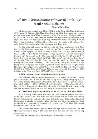 Mô hình sách giáo khoa việt ngữ bậc tiểu học ở miền Nam trước 1975