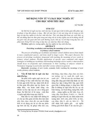 Mở rộng vốn từ và dạy học nghĩa từ cho học sinh tiểu học