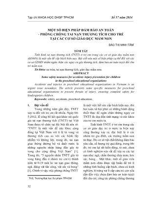 Một số biện pháp đảm bảo an toàn - Phòng chống tai nạn thương tích cho trẻ tại các cơ sở giáo dục mầm non