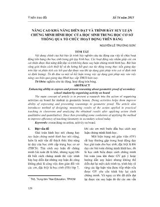 Nâng cao khả năng diễn đạt và trình bày suy luận chứng minh hình học của học sinh trung học cơ sở thông qua tổ chức hoạt động trên bảng
