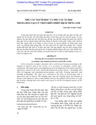 Nhu cầu người học và nhu cầu xã hội trong đào tạo cử nhân biên-Phiên dịch tiếng anh