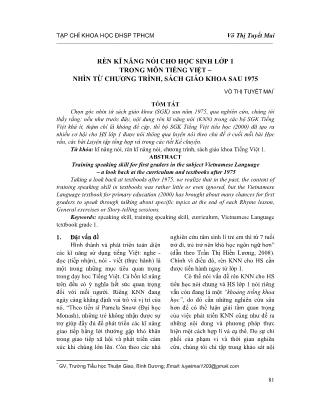 Rèn kĩ năng nói cho học sinh lớp 1 trong môn tiếng việt – nhìn từ chương trình, sách giáo khoa sau 1975