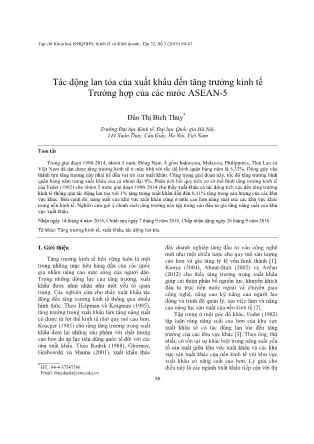 Tác động lan tỏa của xuất khẩu đến tăng trưởng kinh tế Trường hợp của các nước ASEAN-5