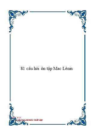 Tài liệu 81 câu hỏi ôn tập Mac-Lênin