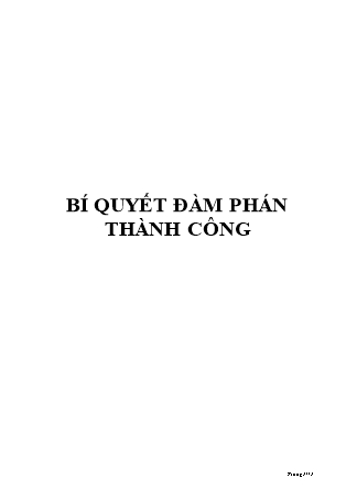 Tài liệu Bí quyết đàm phán thành công